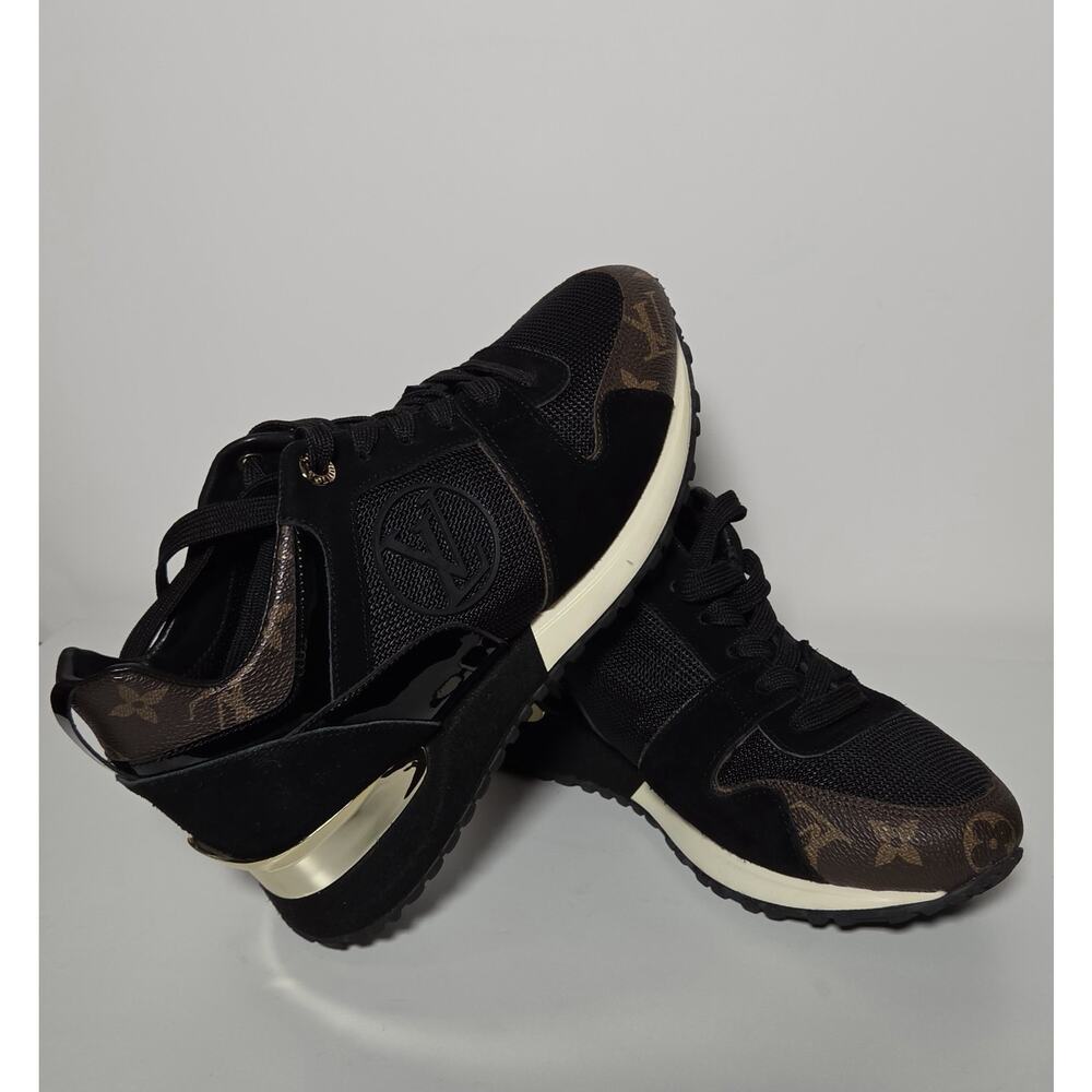 Louis Vuitton Run Away Size 35 BlackBrown Monogram Canvas Mesh Low Top Damaged - Picture 12 of 14